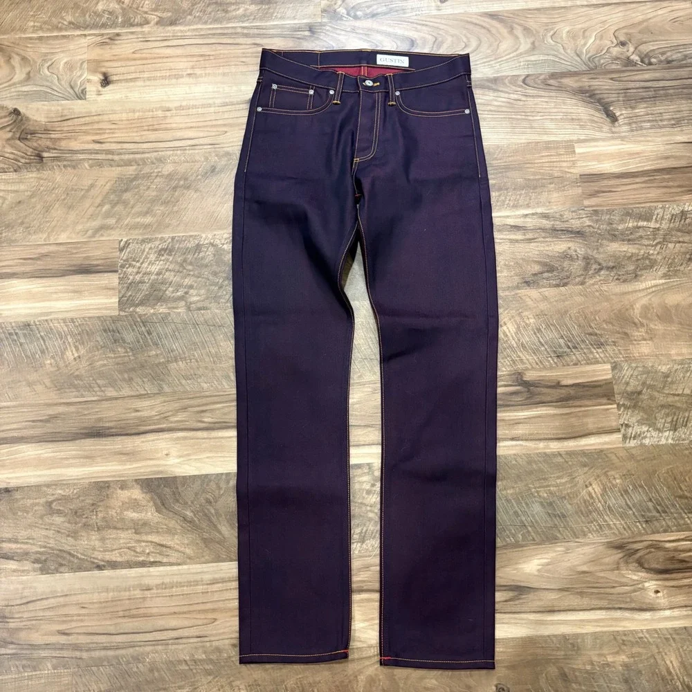 Gustin Jeans Mens 33x34 Red Fire Slim Fit Selvedge Denim #321 USA UNWASHED